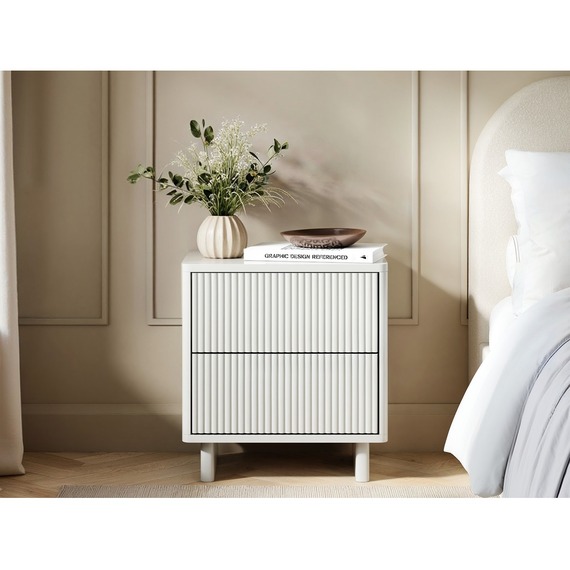 Velmor 2 Drawer Ribbed Bedside Table