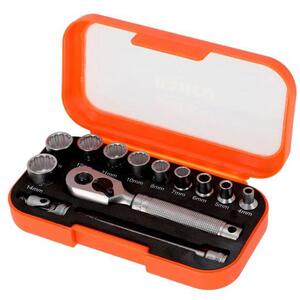 Bahco 1/4in Drive Socket Set, 13 Piece - SBS13MC10.5