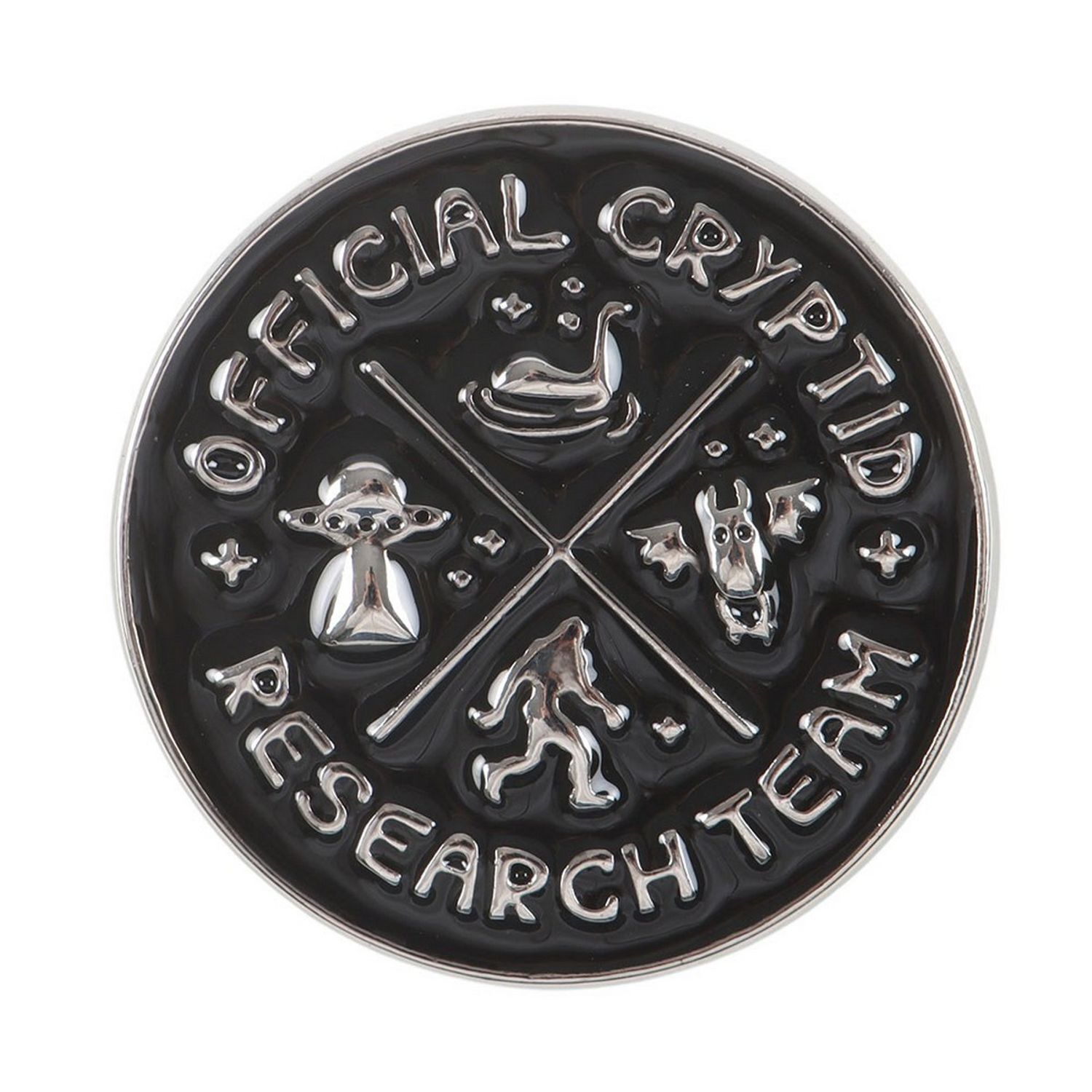 Something Different Cryptid Research Team Pin Enamel Badge - Black