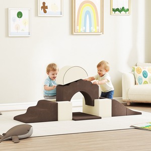 AIYAPLAY 7 Piece Kids Soft Play Set with Detachable Cover, Brown