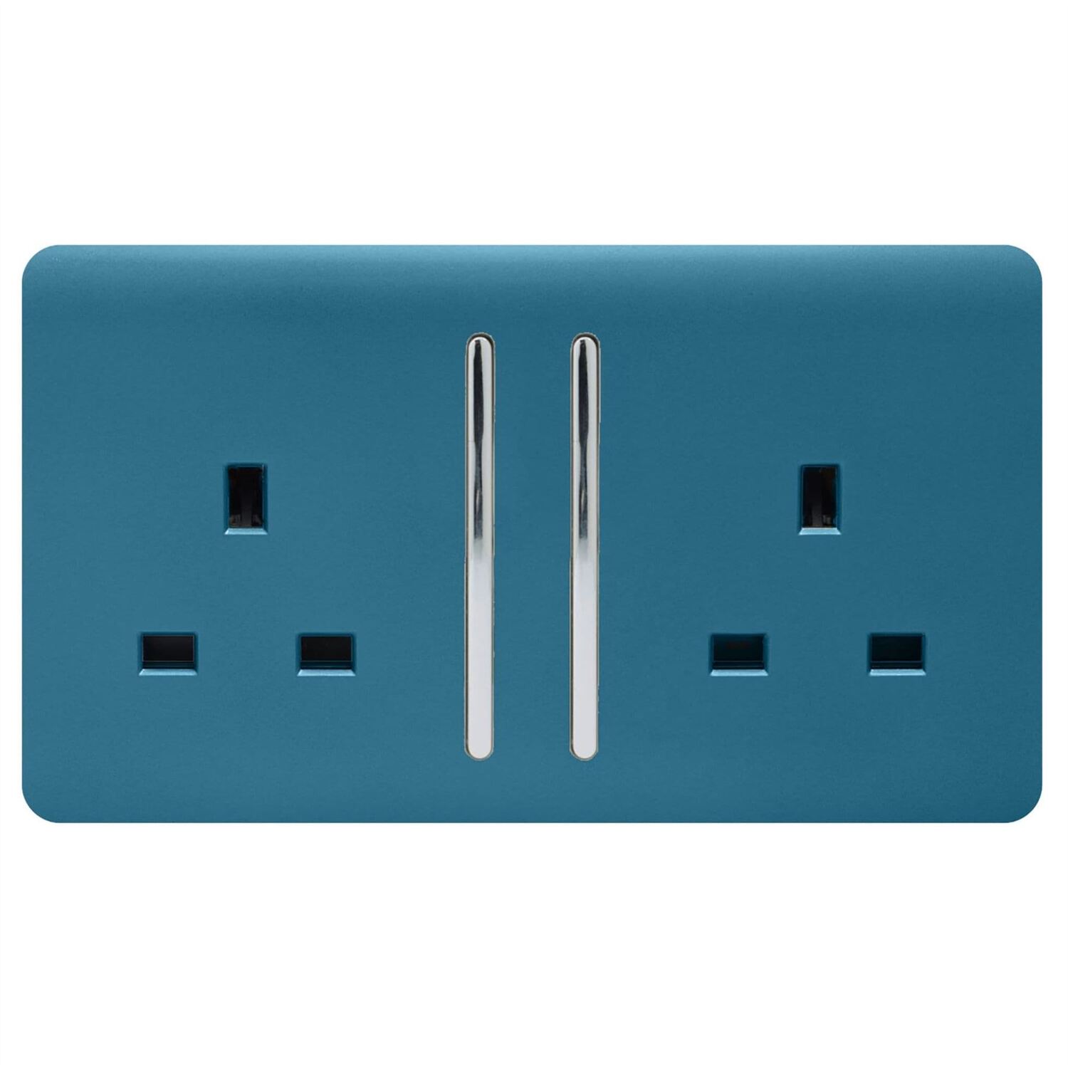 Trendi Switch 2 Gang 13 Amp Switched Plug Socket - Ocean Blue