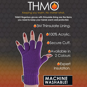 Ladies Thermal 3M Thinsulate Lined Fingerless Gloves for Winter