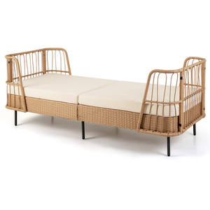 Outdoor PE Wicker Daybed w/Soft Padded Sponge & Zippered Cushions