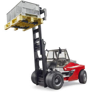 Bruder Linde HT160D Forklift with Pallet & 3 Pallet Cages Heavy Industrial Handling Playset