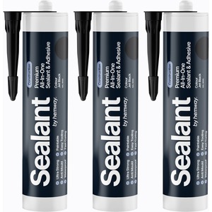 Hemway Hybrid Polymer Sealant & Adhesive Jet Black Construction 3 Pack