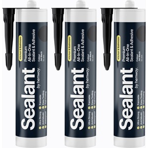 Hemway Hybrid Polymer Sealant & Adhesive Jet Black Kitchen Bathroom 3 Pack
