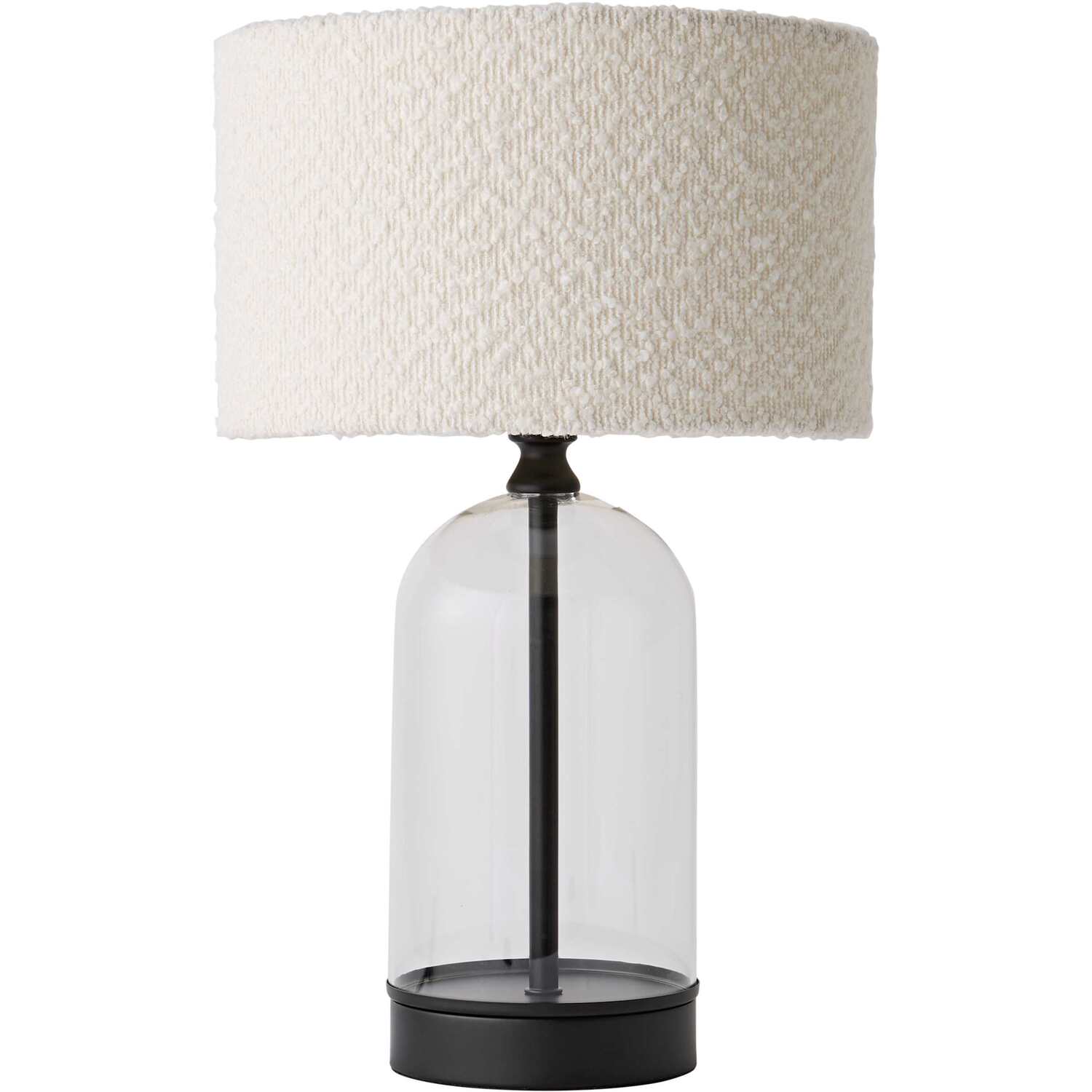 Valuelights Cream | Glass And Black Metal Bedside Table Lamp With A Boucle Lampshade + Led Bulb | Home Décor, Bedside & Desk Lamp | Includes Bulb - Image 4