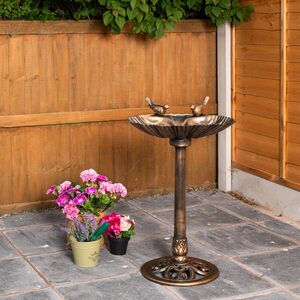 Bronze Bronze Effect Garden Twin Bird Bath with Bird Sculptures shot 16981584