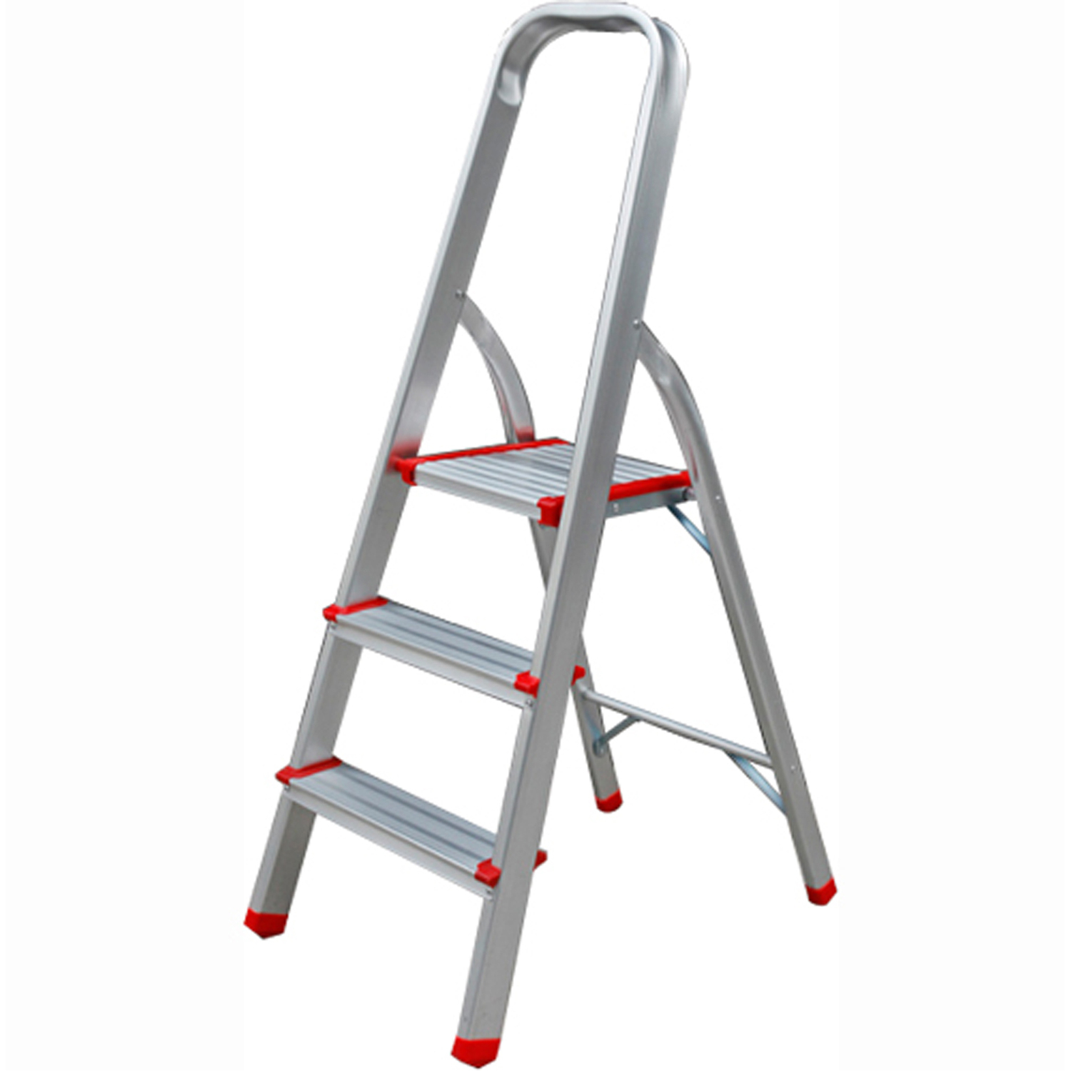 Tuffmate Folding Aluminium Step Ladder With Safety Handle - Silver