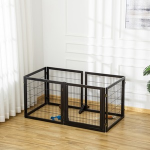 Wooden Pet Gate Freestanding Dog Security Barrier D06 118BK