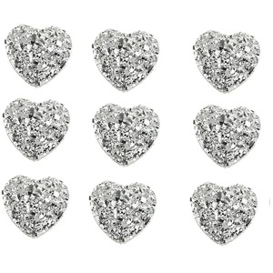 Pack of 40 Silver Heart Gems Flat Back Resin Embellishments