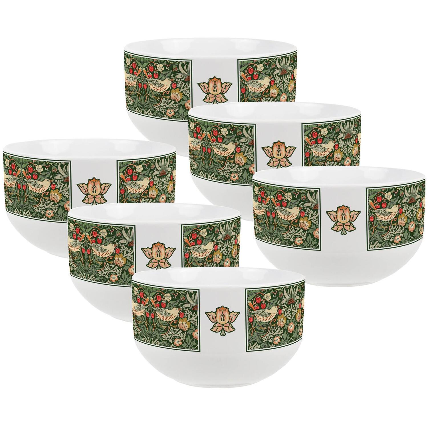 Purely Home Green Strawberry Thief Ceramic Bowl - Green / 6