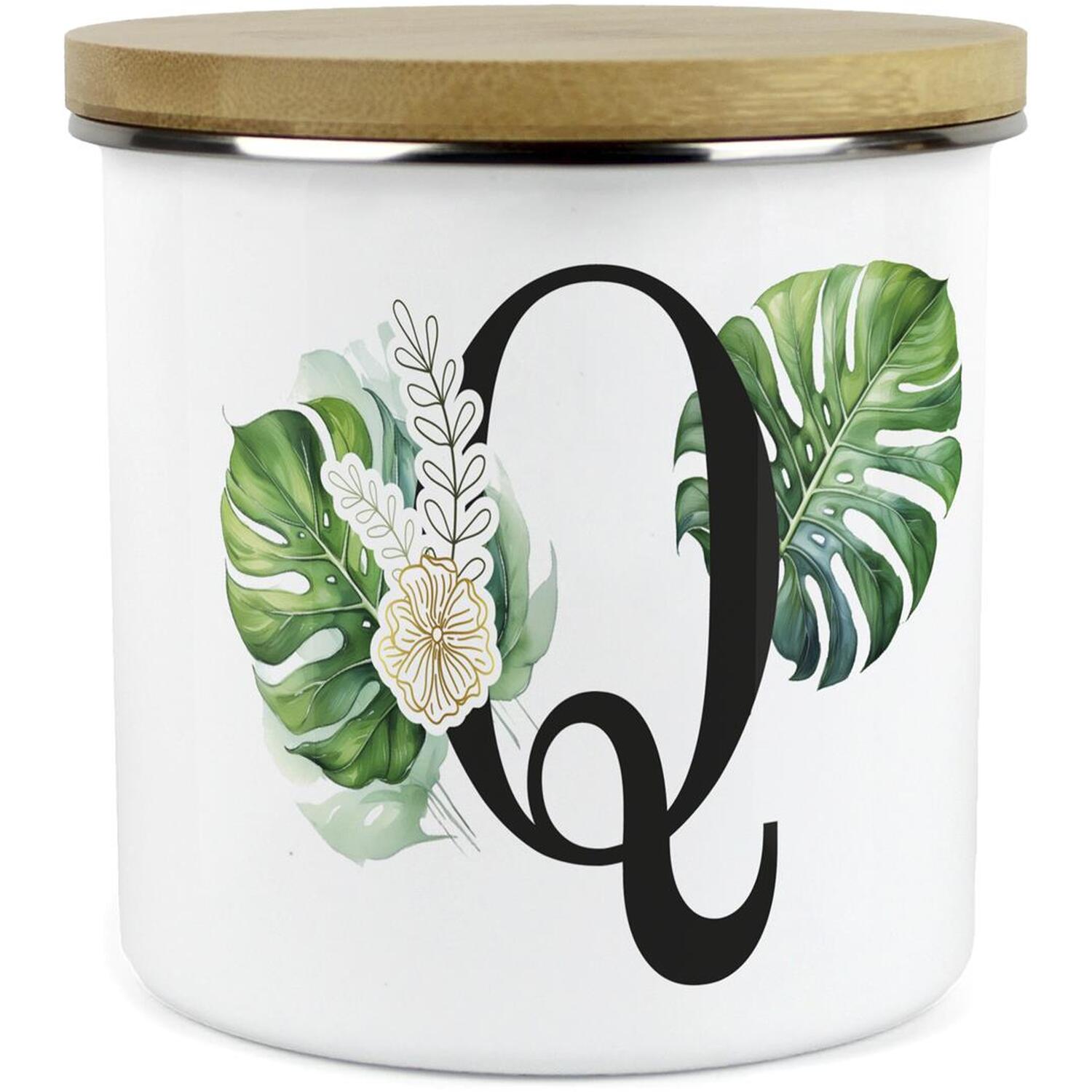 Purely Home Green & Gold Letter Q Large Storage Canister