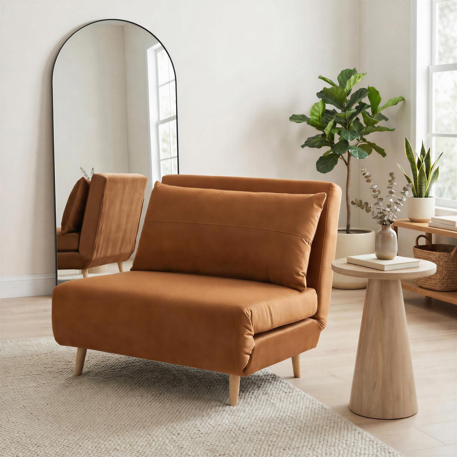 Furnitureboxuk Bobby Orange Velvet Single Folding Sofa Bed Chair - Orange