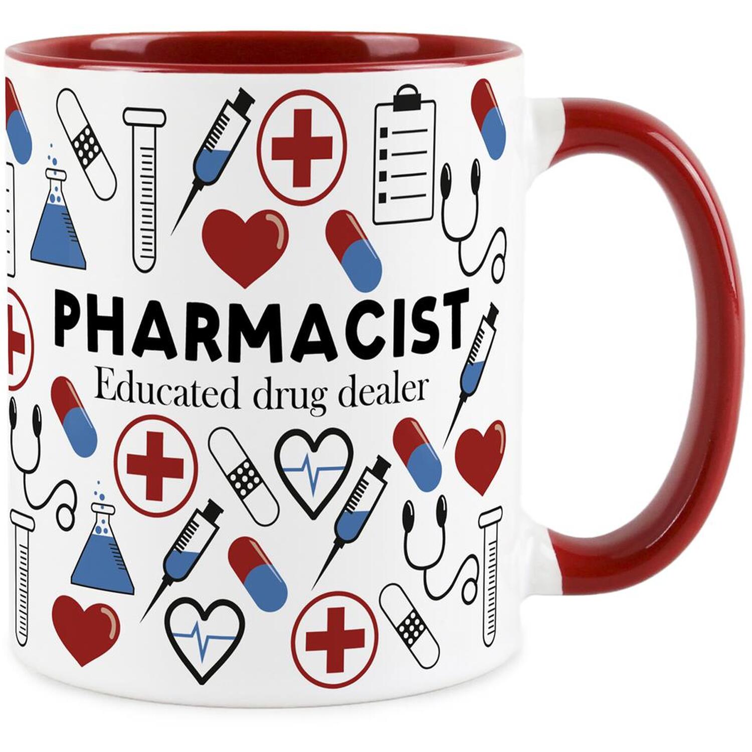 Purely Home Novelty Pharmacist Red Mug - Coffee/Tea Ceramic Cup Gift - Red