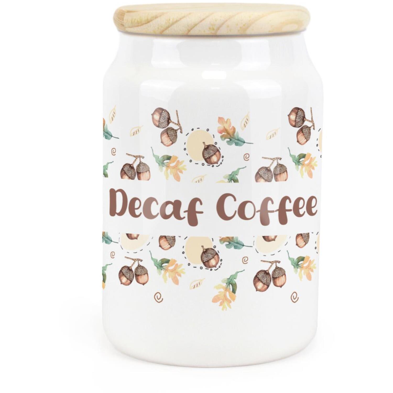 Ceramic Tapered Autumnal Acorns Canister - Decaf Coffee Storage Container - Image 2