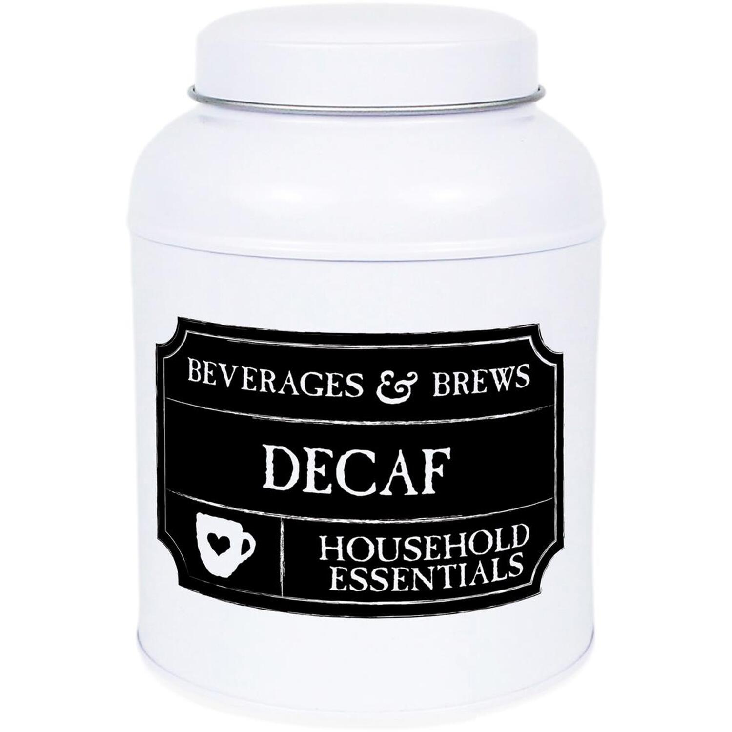 Purely Home Decaf Tea Canister - Black Chalkboard-Style Small Domed Kitchen Storage Tin - Decaf