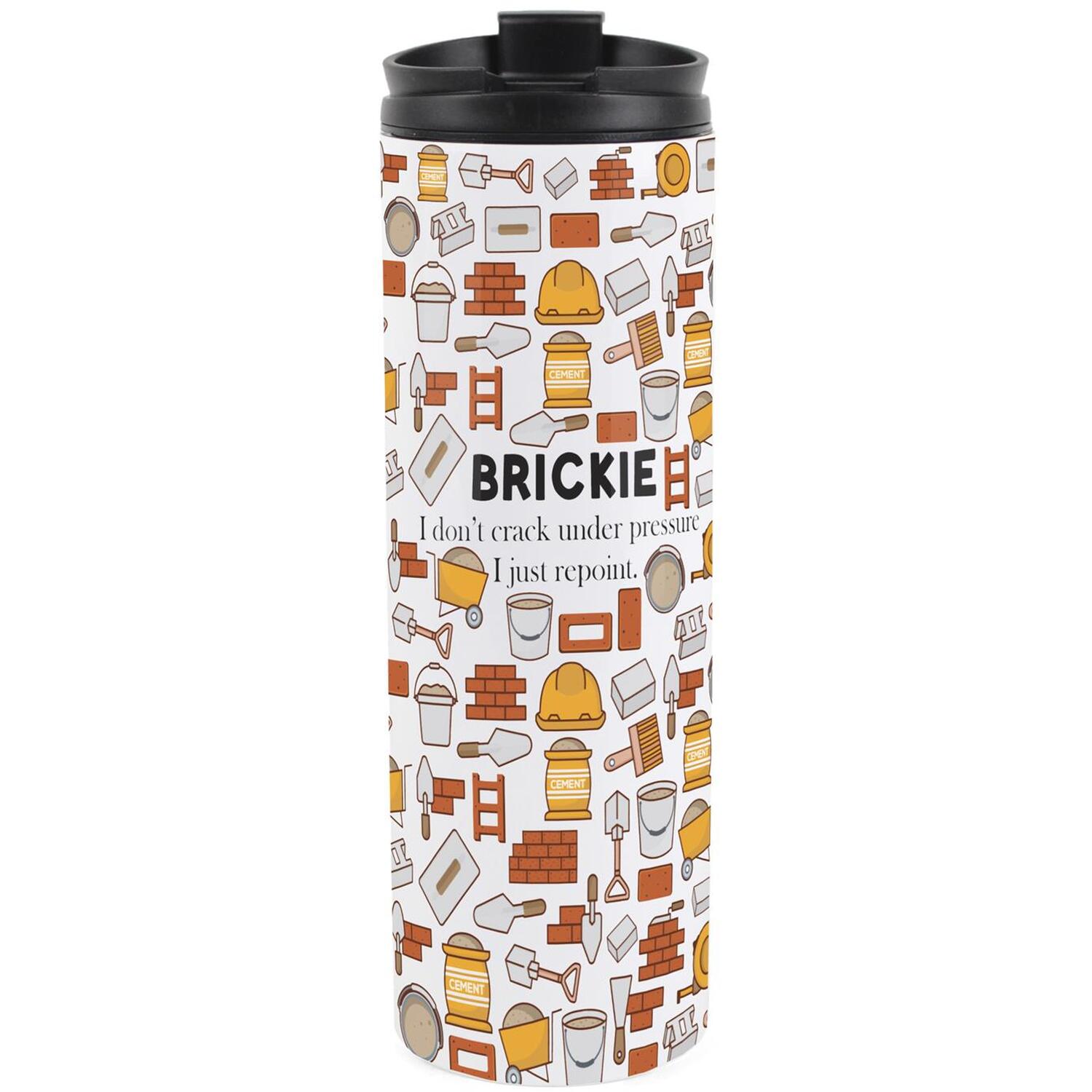 Purely Home Novelty Brickie Travel Flask - Reusable Stainless Steel Tumbler Gift - Multicoloured