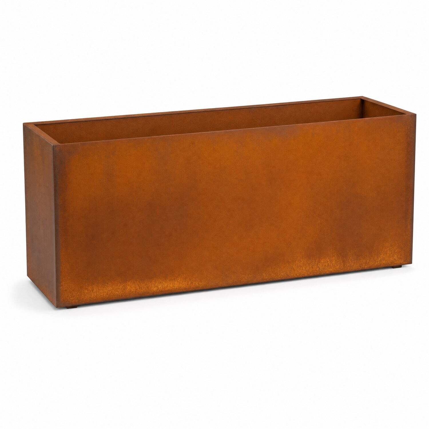 Woven Wood (L100 X W40 X H50) Corten Steel Trough Planter With Feet And Liner - Image 2