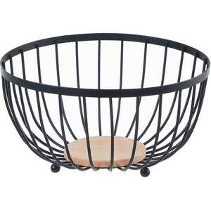Eden & Willow Modern Wire Metal Fruit Bowl with Wooden Base