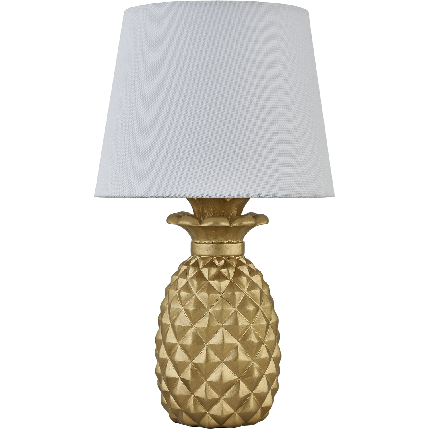 First Choice Lighting Unisex Gold Pineapple - Resin Table Lamp With White Fabric Shade - Image 2