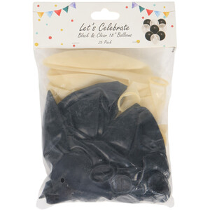 Pack of 25 Black and Clear Balloons
