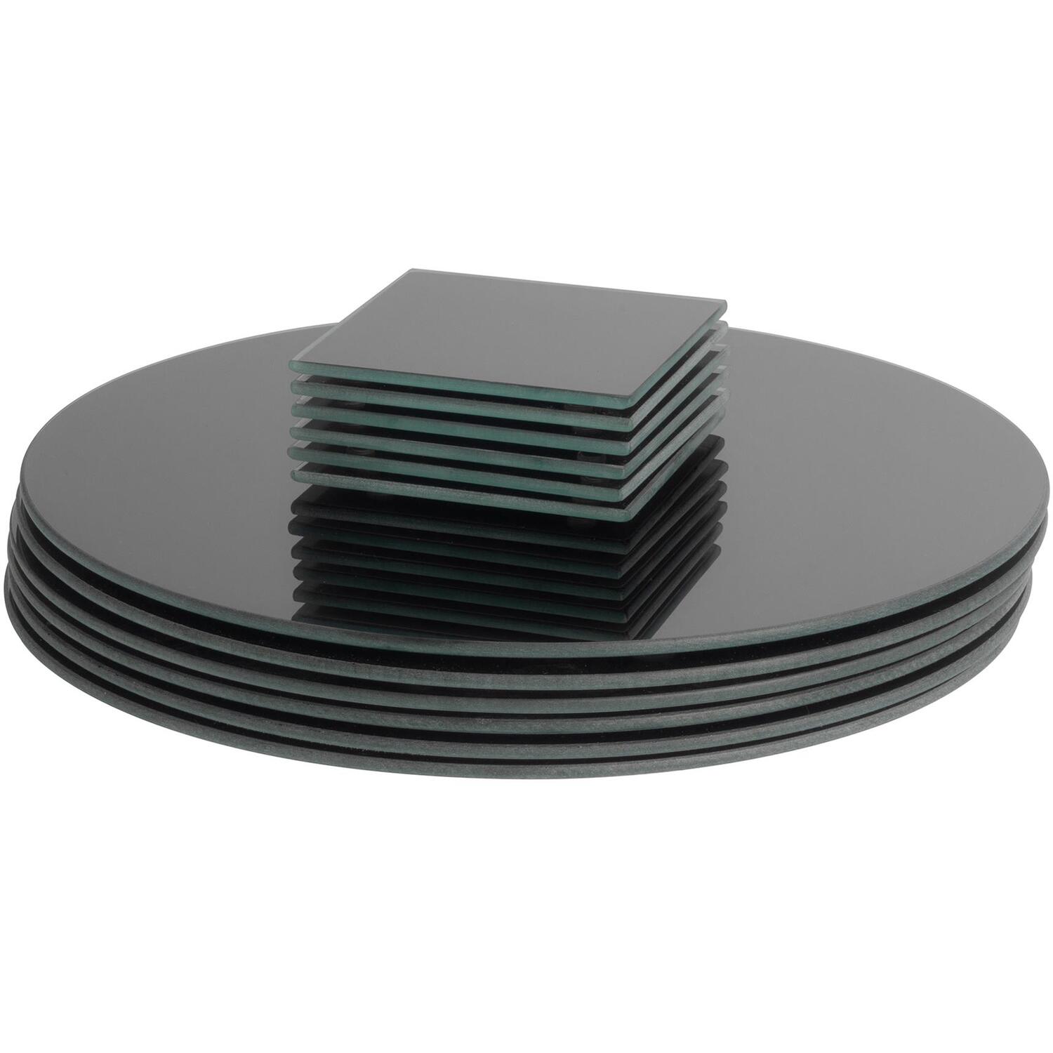 Image of 12pc Round Glass Placemats with Square&hellip;