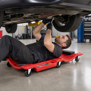 Costway 91 CM Low Profile Rolling Garage Creeper-Red