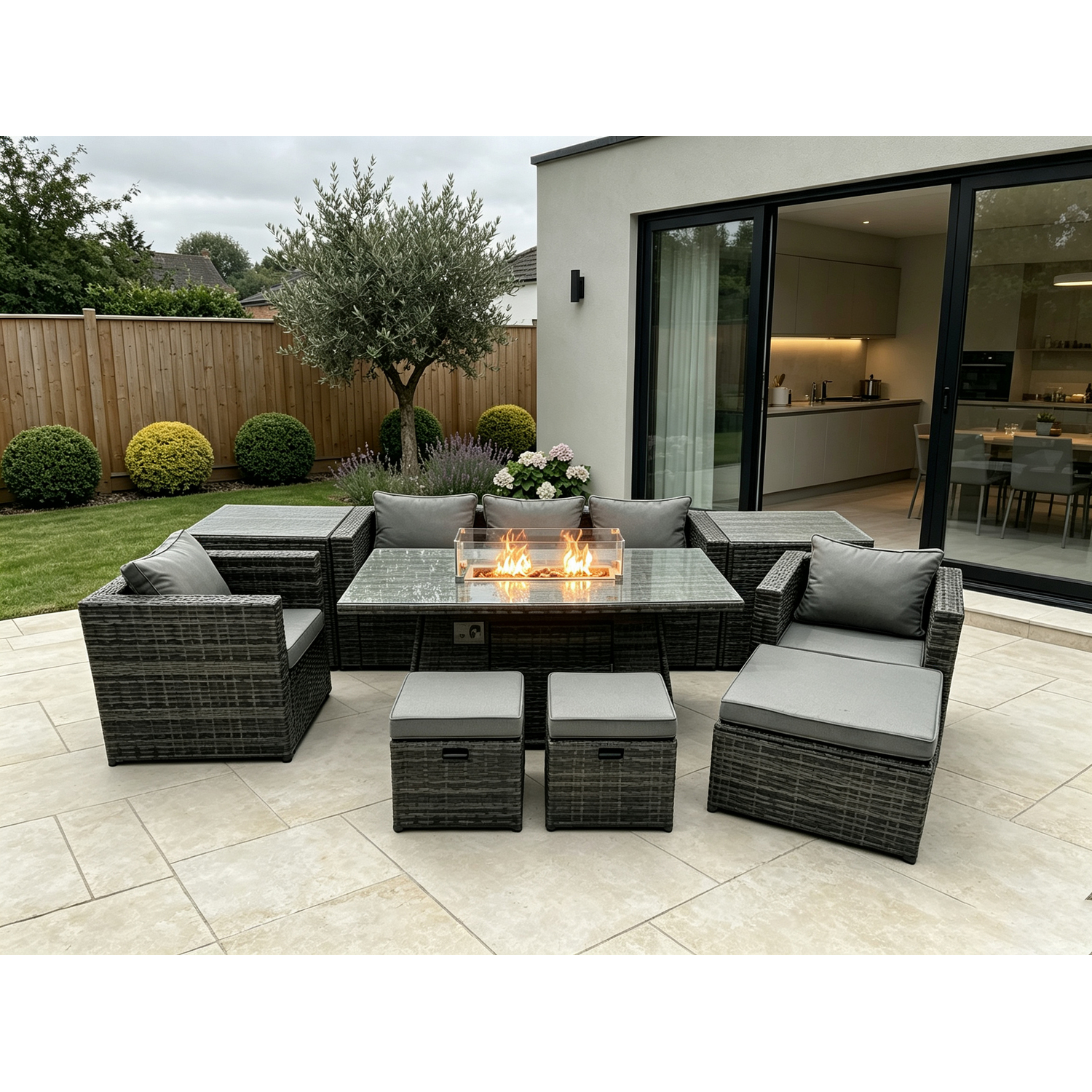 Shareway Trading Co Ltd 8 Seats Rattan Garden Sofa Firepit Table | Wowcher - Image 3