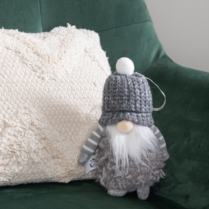 Gonk with Bobble Hat Hanging Christmas Pendant Decoration - Grey