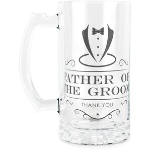 Father of the Groom Glass Tankard Stein - Wedding Party Gifts