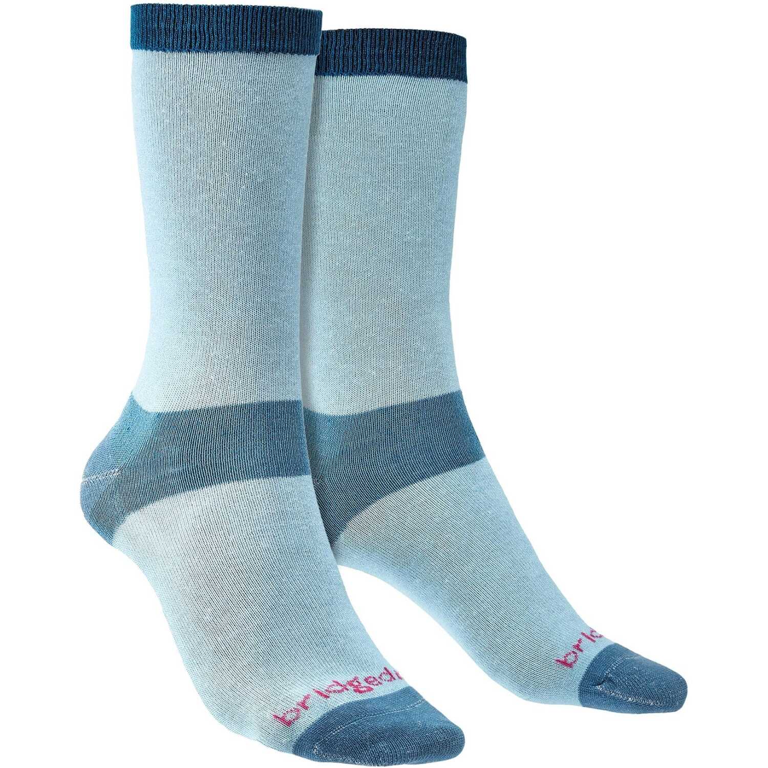 Bridgedale Womens - 2 Pack Liner Base Layer Boot Socks - Sky - Blue Nylon - Size 7-8.5 (UK Shoe) - Image 2