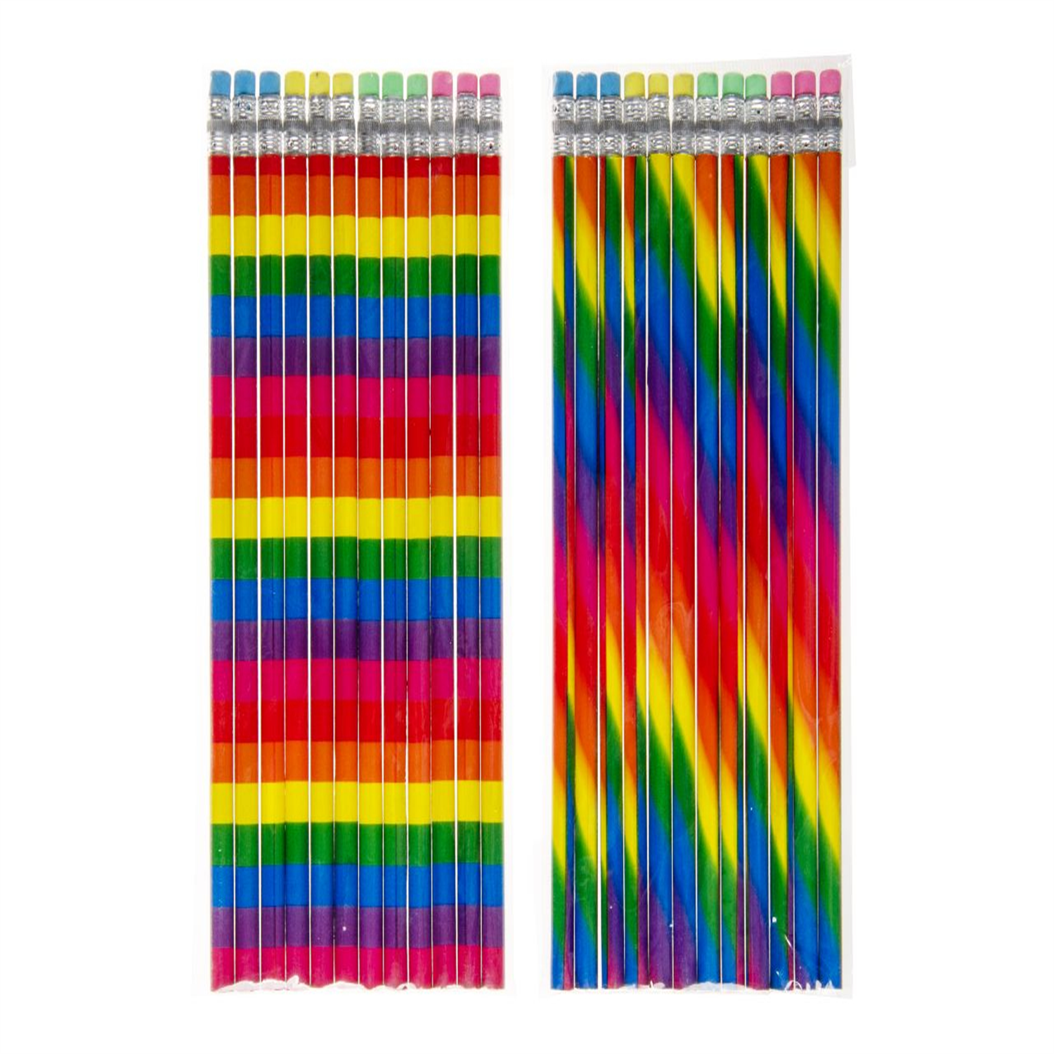 Pack of 12 Rainbow Colours Pencils with Eraser -School Stationary Loot Bag Party - Image 2