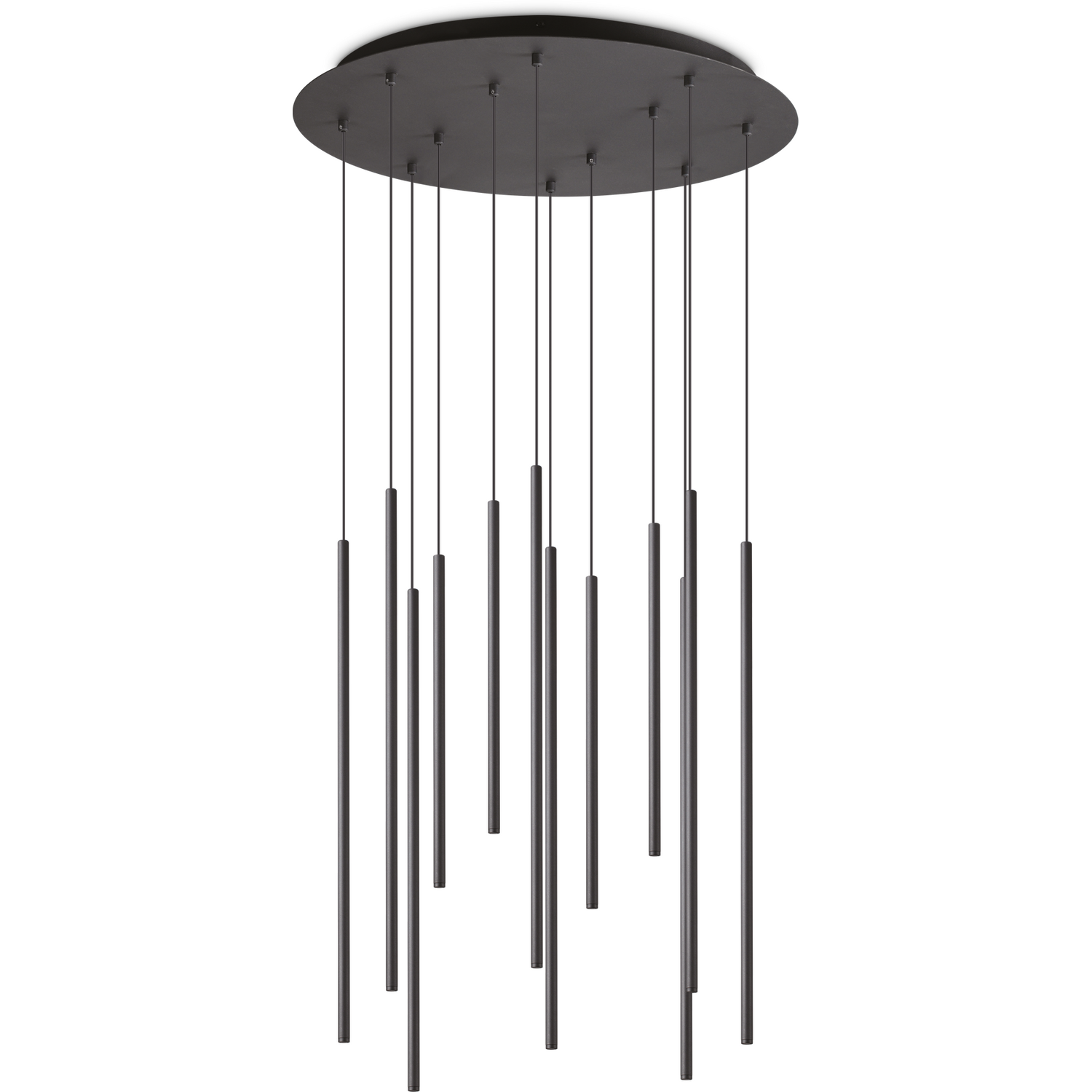 Filo Decorative 12 Drop Cluster Pendant Ceiling Light Black 3000K - Image 2