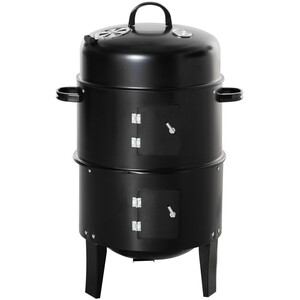 3-in-1 Charcoal Smoker BBQ Grill with Thermometer