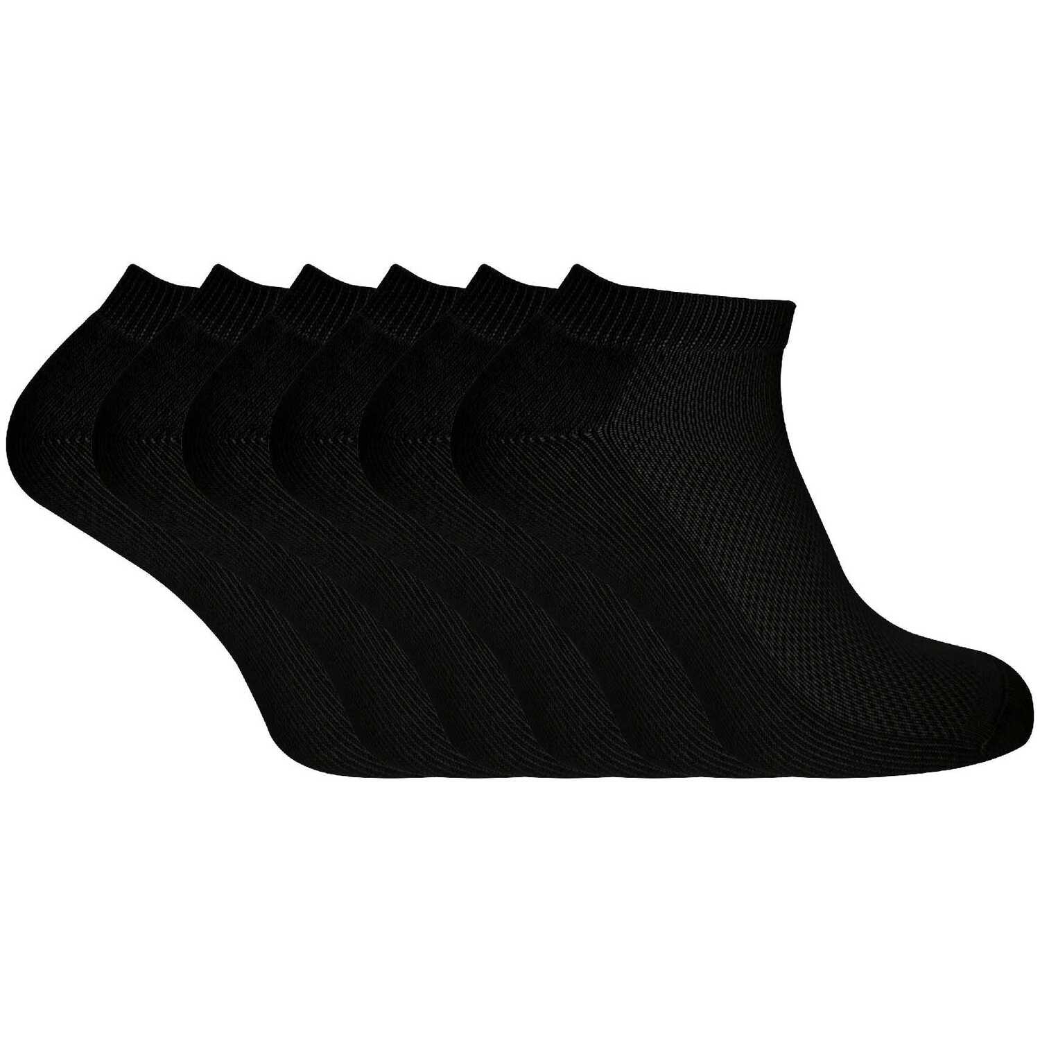 Sock Snob Men's Black 6 Pairs Bamboo Cotton Low Cut Trainer Socks In | Size: 4-7 - Image 2