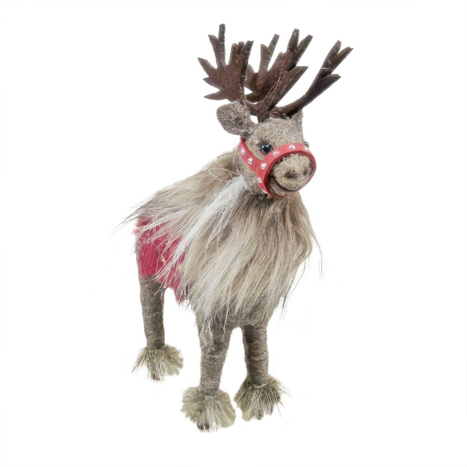 Kdmd Felt Reindeer With Red Bridle Decoration - Red