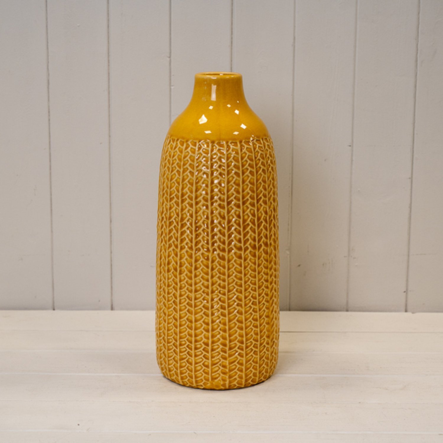 Kdmd Unisex Mustard Yellow Traditional Ceramic Vase - 38Mm In - Image 2