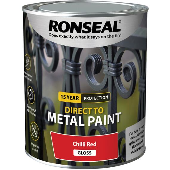 Ronseal Direct to Metal Paint Chilli Red Gloss 750ml