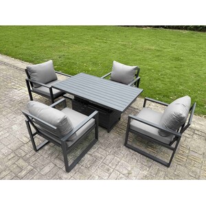 ALuminum 5 Pcs Dining Set with Lifting Table & 4 Chairs