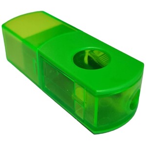 Neon 2 in 1 Pencil Sharpener and Eraser - Green