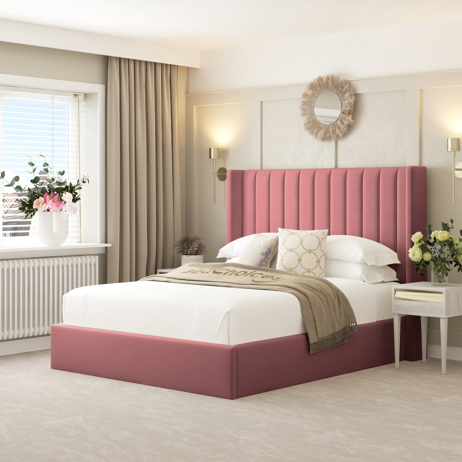 Bed Choices Pink Madison Bed Frame With 54" Headboard - King - Image 3