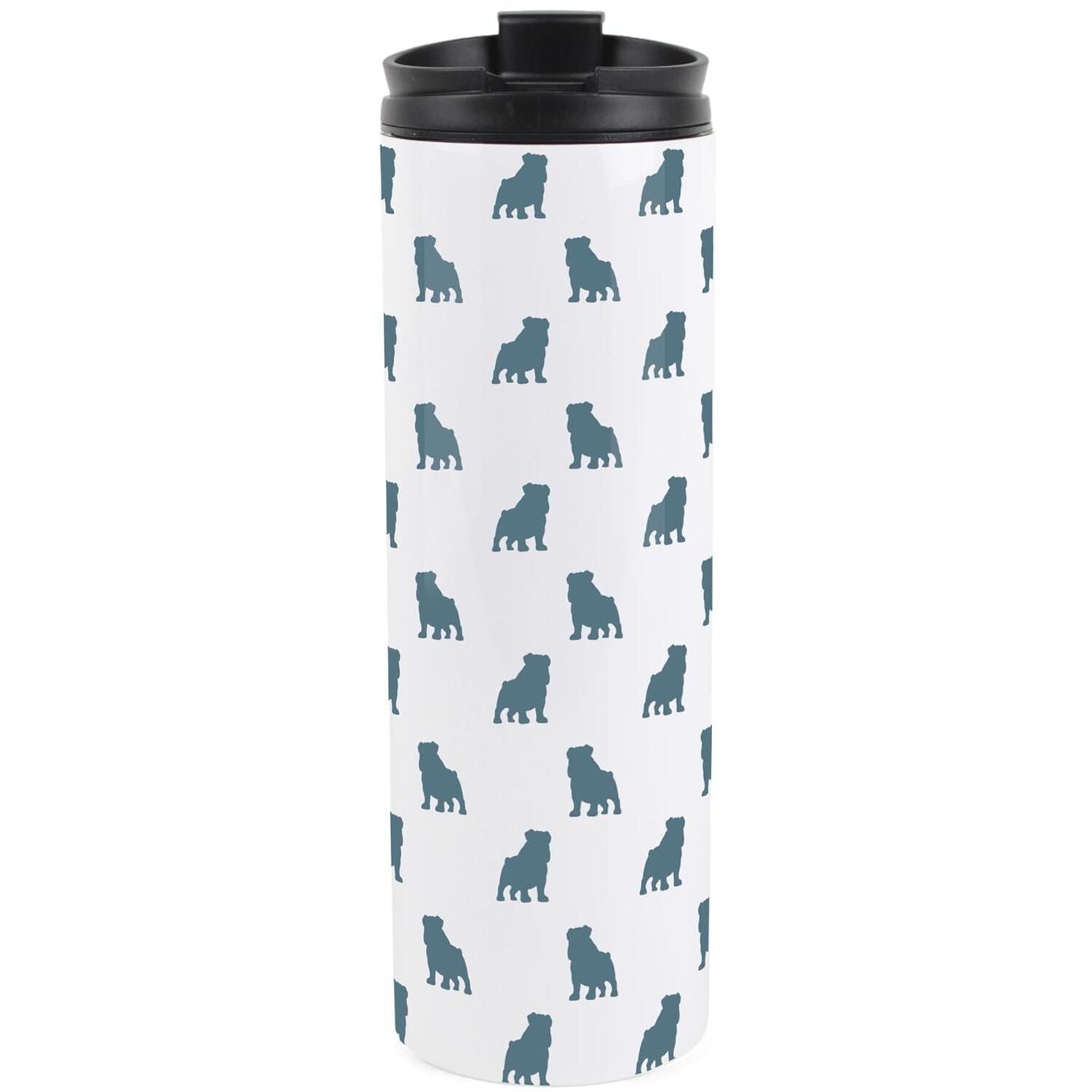 B&Q -  Bulldog Travel FlaskBlue Silhouettes Reusable 500Ml Stainless-Steel Tumbler Gifts For Dog Lovers - Image 3