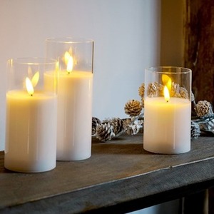Set Of 3 LED Candles With Timer 10cm