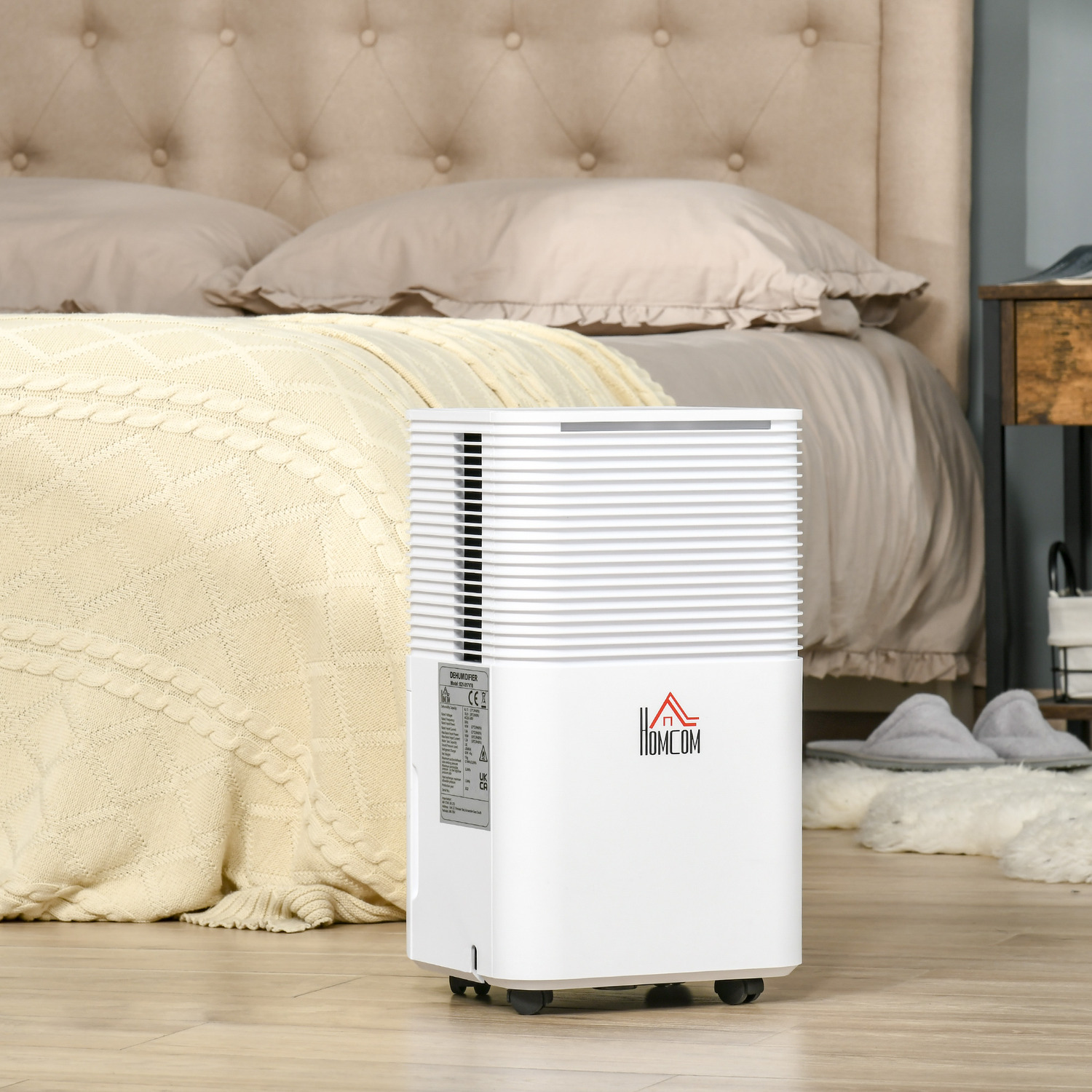 HOMCOM 10L per Day Quiet Dehumidifier for Home Laundry - White