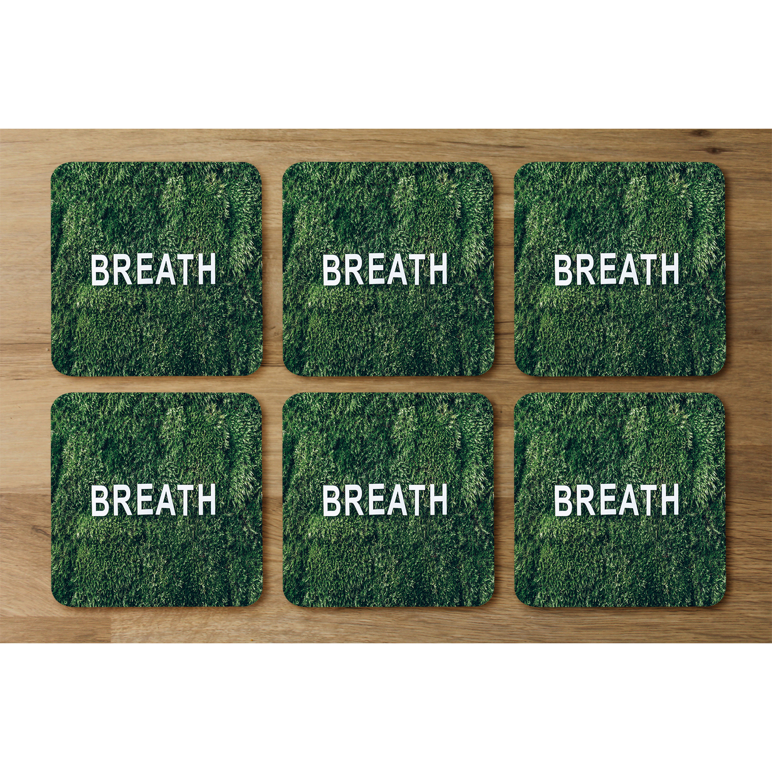 Wellness Breath Designer Coaster Set - Green