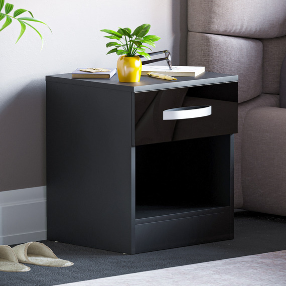 Hulio 1 Drawer High Gloss Bedside Table Chest Nightstand