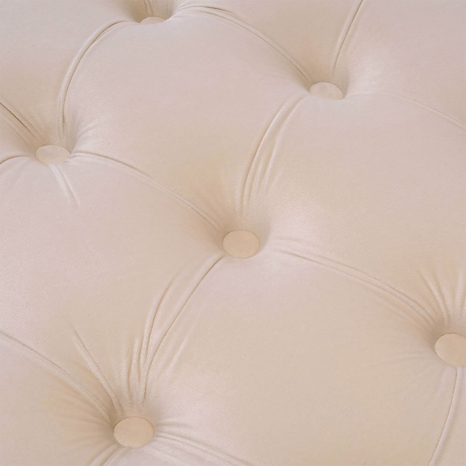Upholstered Buttoned Fabric Pouffee Footstool For Bedroom - 90cm-beige Yellow