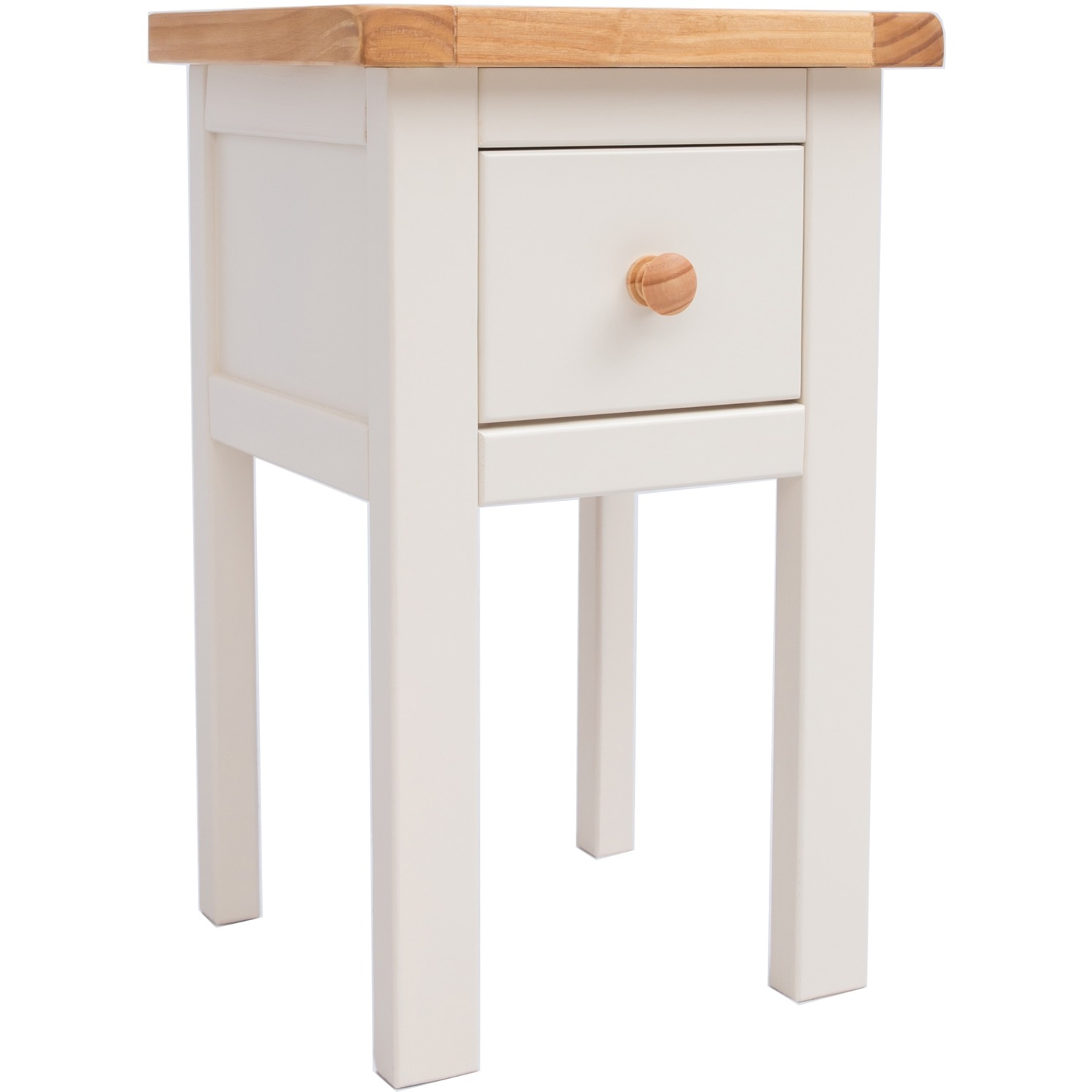Cabinet Bits - Maggiori 1 Drawer Bedside Table - White / Wood Knob thumbnail