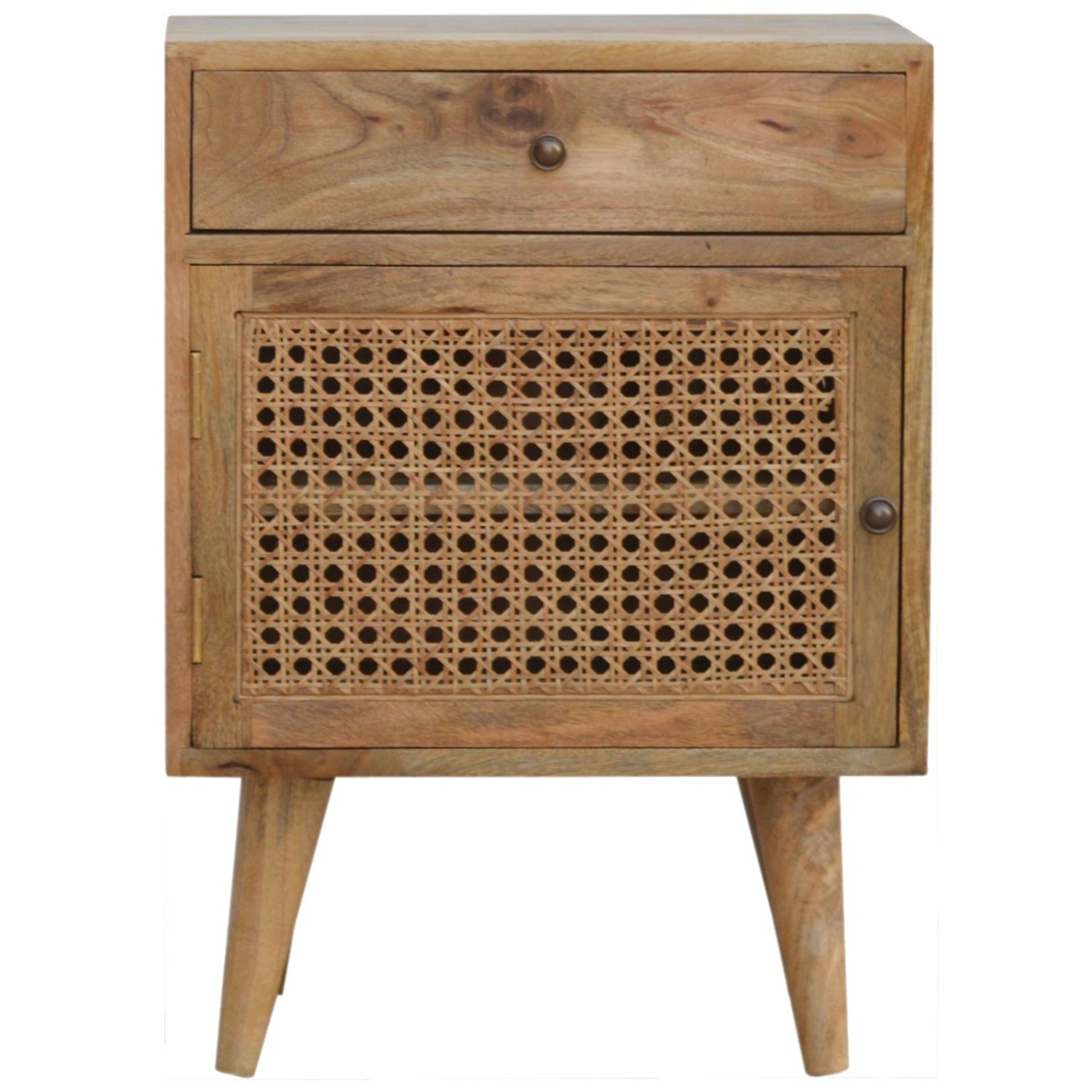 KDMK - Rattan Door Front Mango Wood Bedside Table - Brown thumbnail